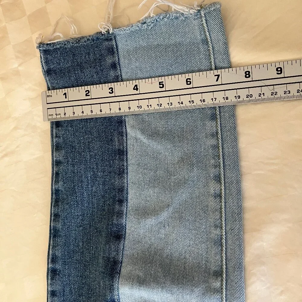PACSUN Los Angeles High rise straight Blue 2 tones Jeans Size 25 - Picture 10 of 12